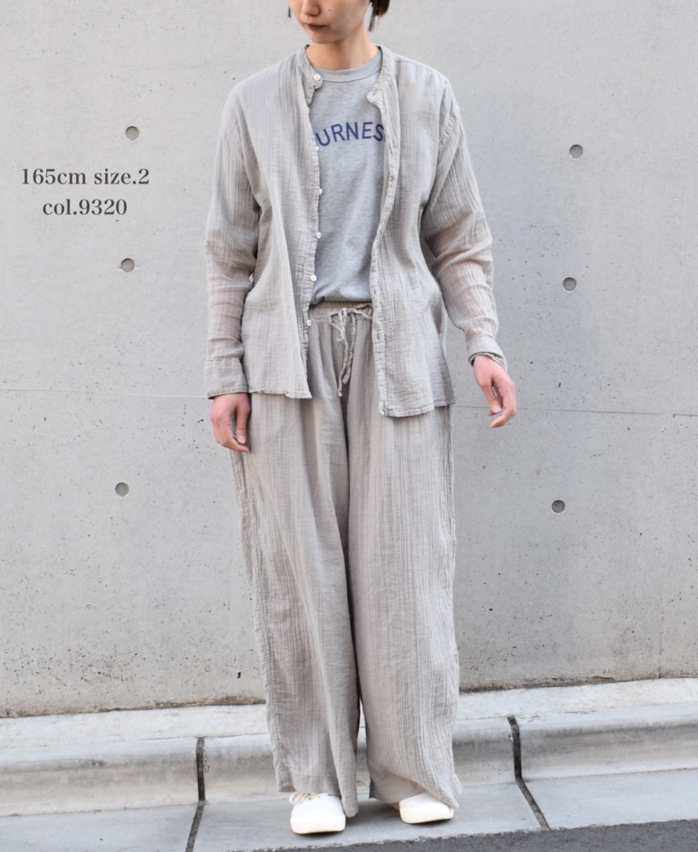 INAM2251GD (パンツ) SINGLE GAUZE OVERDYED GATHERED EASY PANTS