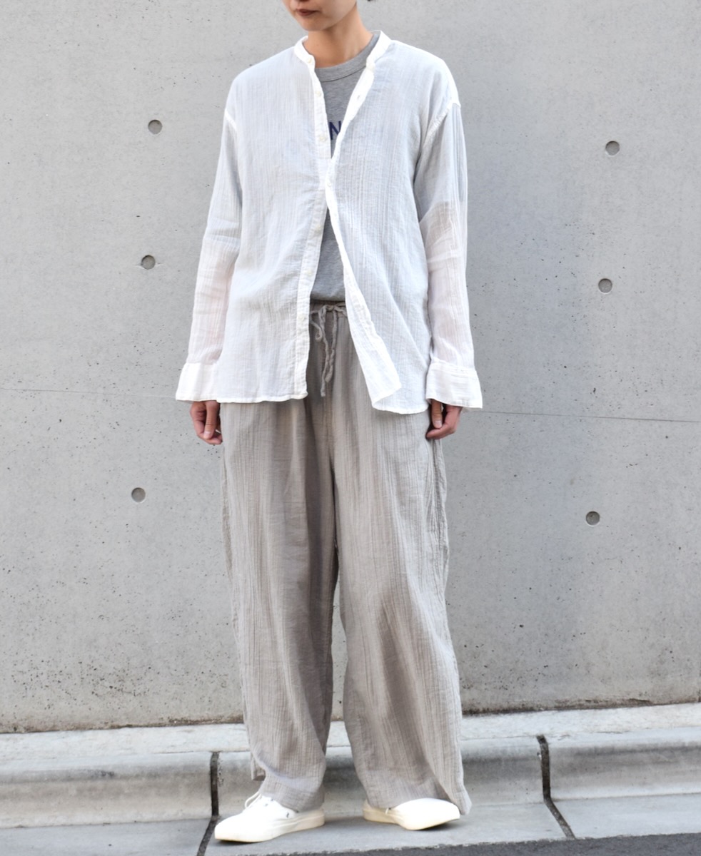 INAM2251GD (パンツ) SINGLE GAUZE OVERDYED GATHERED EASY PANTS