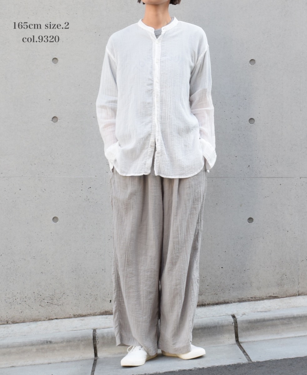 INAM2251GD (パンツ) SINGLE GAUZE OVERDYED GATHERED EASY PANTS