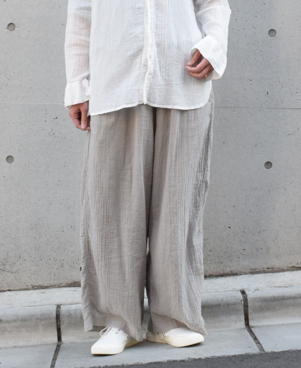 INAM2251GD (パンツ) SINGLE GAUZE OVERDYED GATHERED EASY PANTS