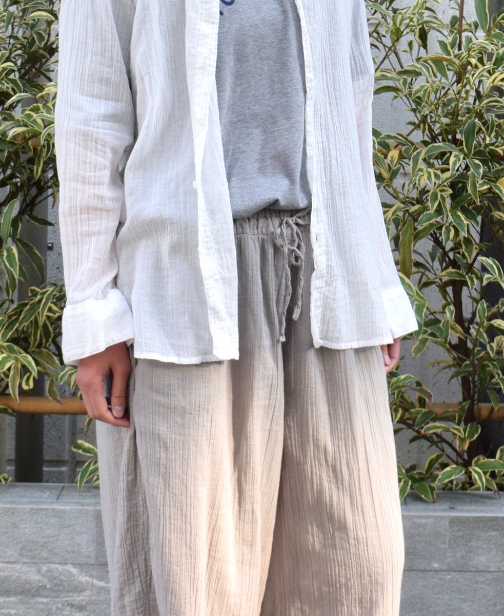 INAM2251GD (パンツ) SINGLE GAUZE OVERDYED GATHERED EASY PANTS