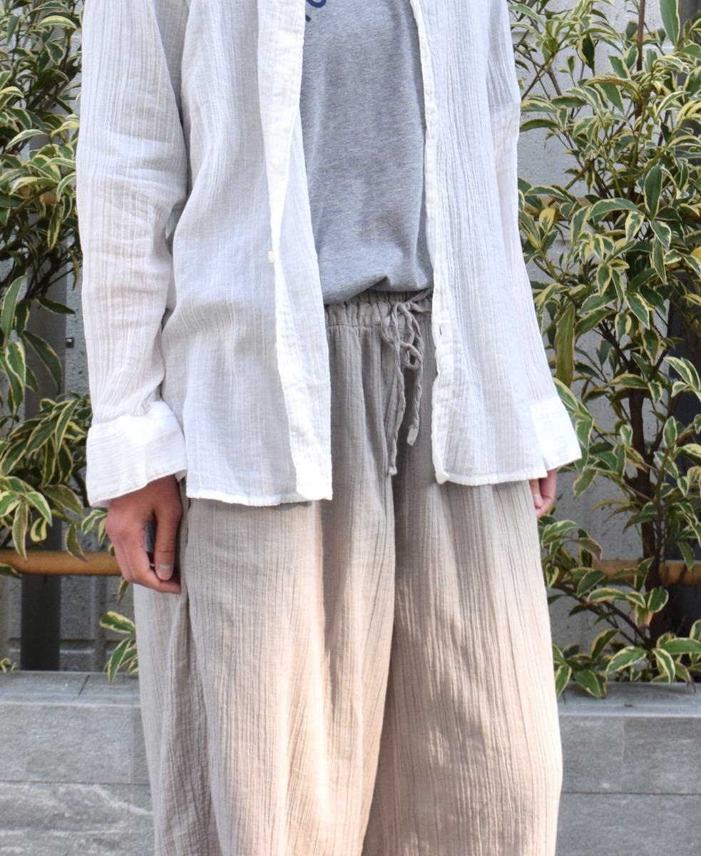 INAM2251GD (パンツ) SINGLE GAUZE OVERDYED GATHERED EASY PANTS