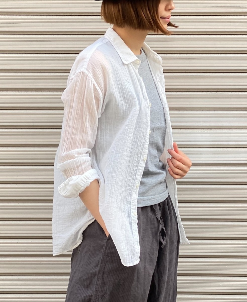 INAM1901GD (シャツ) SINGLE GAUZE OVERDYED UTILITY REGULAR COLLAR SHIRTS