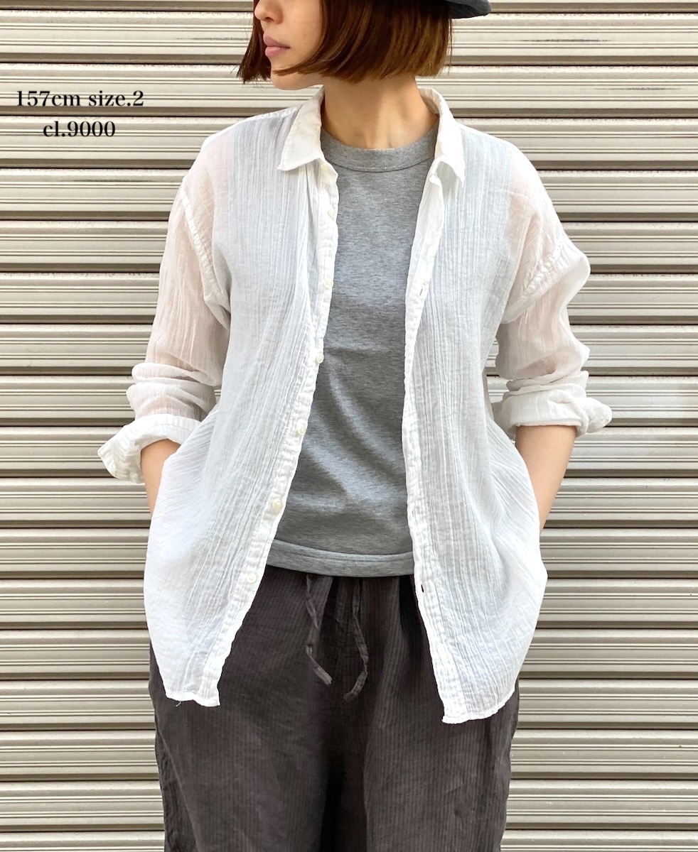 INAM1901GD (シャツ) SINGLE GAUZE OVERDYED UTILITY REGULAR COLLAR SHIRTS