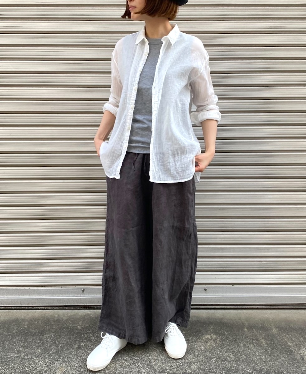 INAM1901GD (シャツ) SINGLE GAUZE OVERDYED UTILITY REGULAR COLLAR SHIRTS