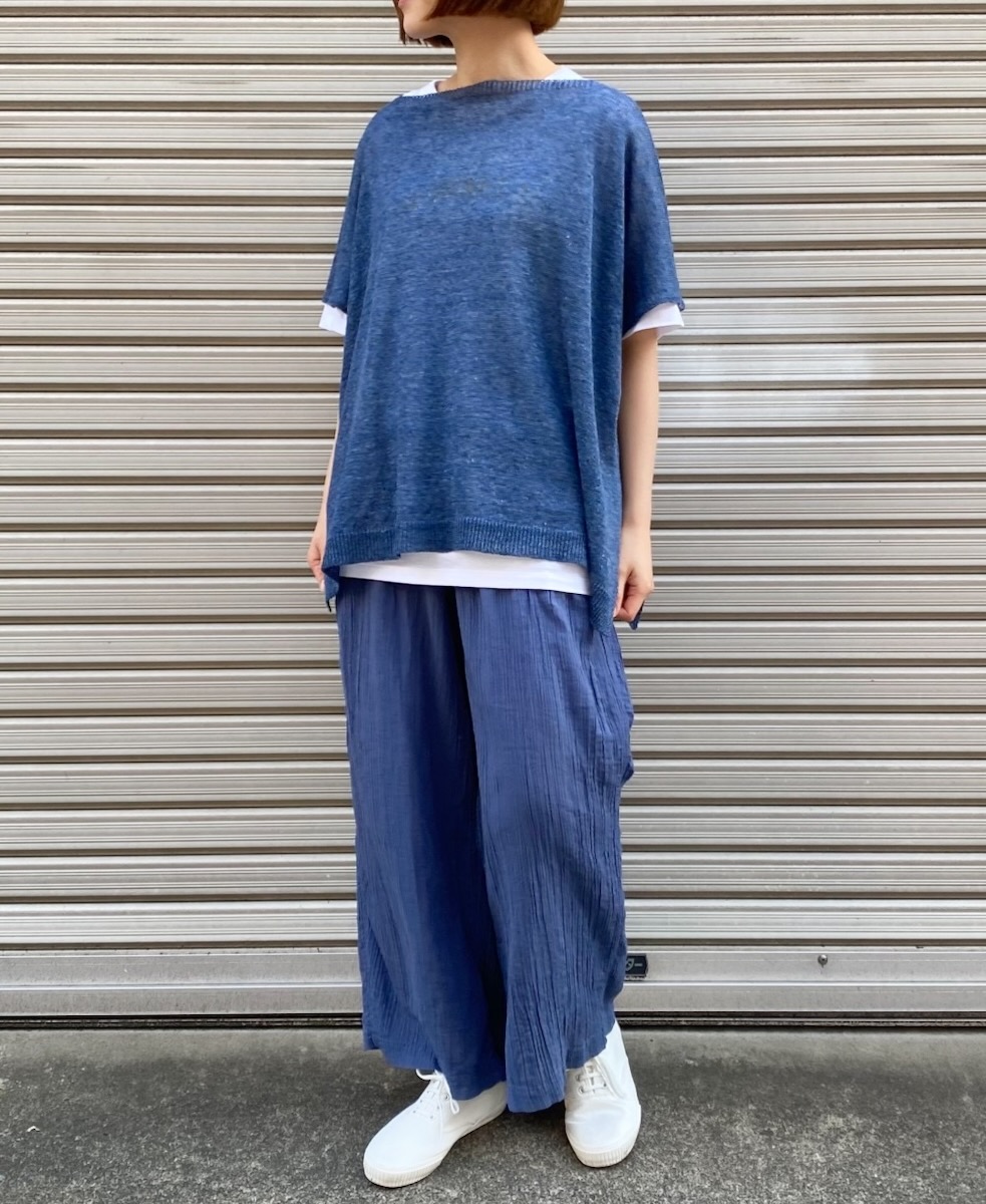 INAM2251GD (パンツ) SINGLE GAUZE OVERDYED GATHERED EASY PANTS