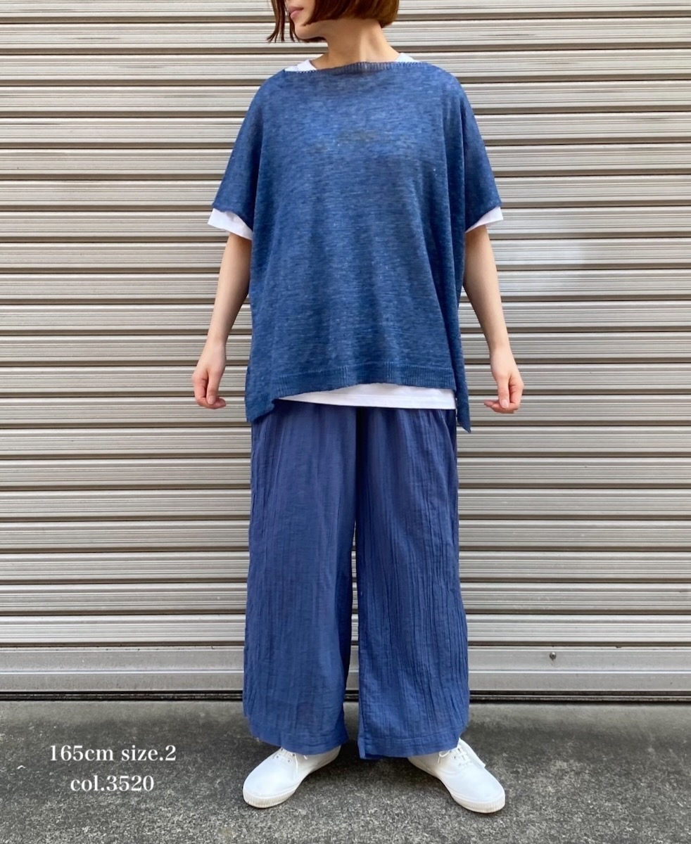 INAM2251GD (パンツ) SINGLE GAUZE OVERDYED GATHERED EASY PANTS