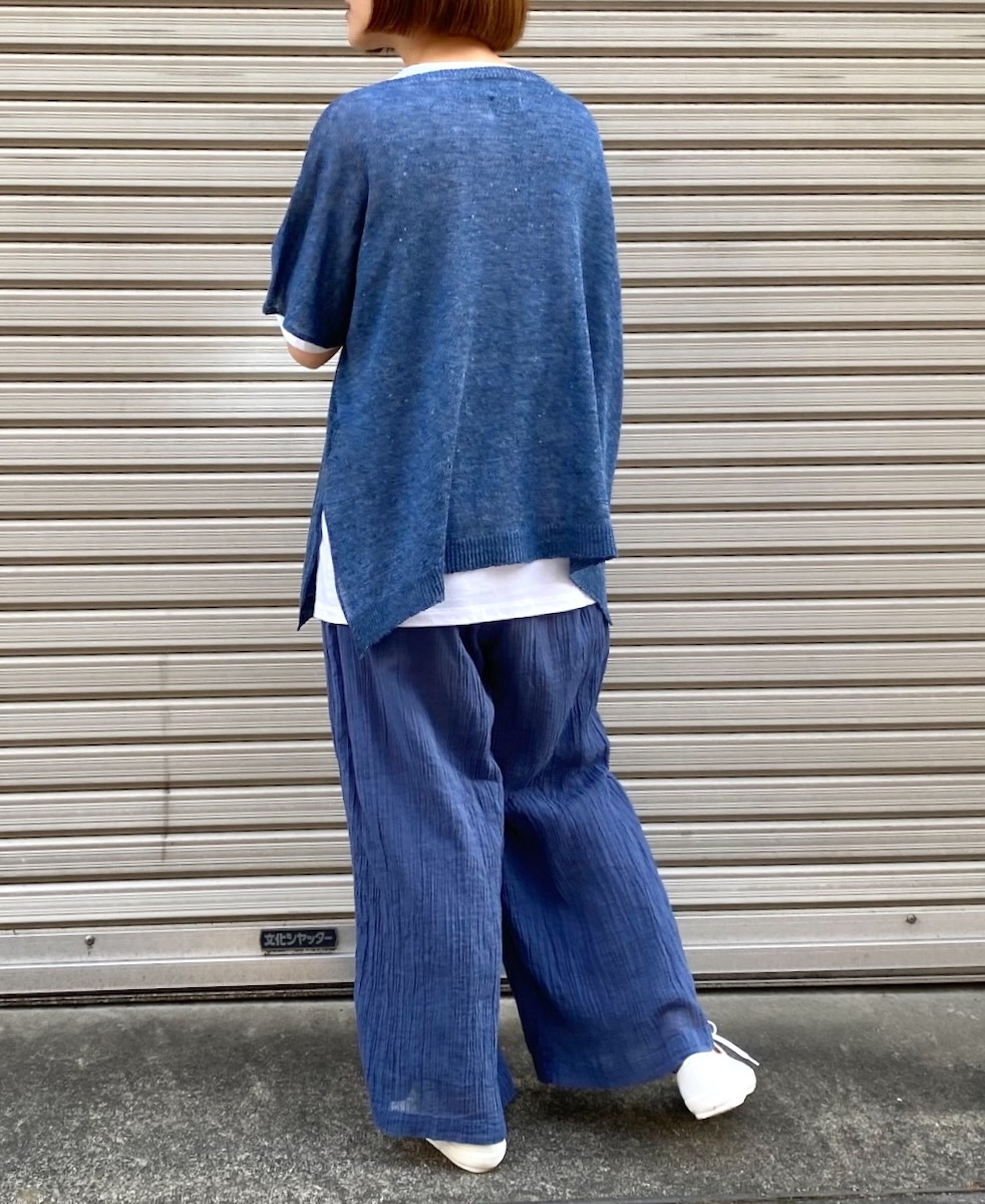 INAM2251GD (パンツ) SINGLE GAUZE OVERDYED GATHERED EASY PANTS