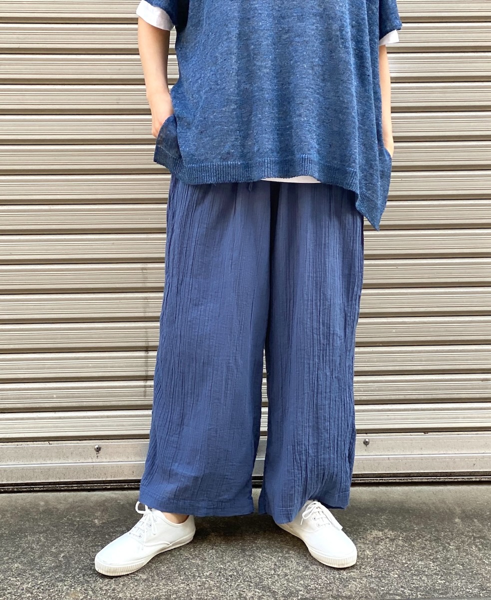 INAM2251GD (パンツ) SINGLE GAUZE OVERDYED GATHERED EASY PANTS