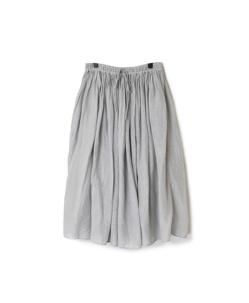 INMDS23013D (スカート) HANDWOVEN KHADI COTTON / LINEN PLAIN (OVERDYE) GATHERED SKIRT