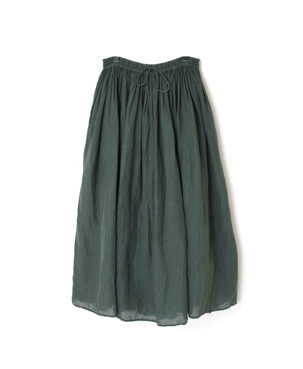 INMDS23013D (スカート) HANDWOVEN KHADI COTTON / LINEN PLAIN (OVERDYE) GATHERED SKIRT