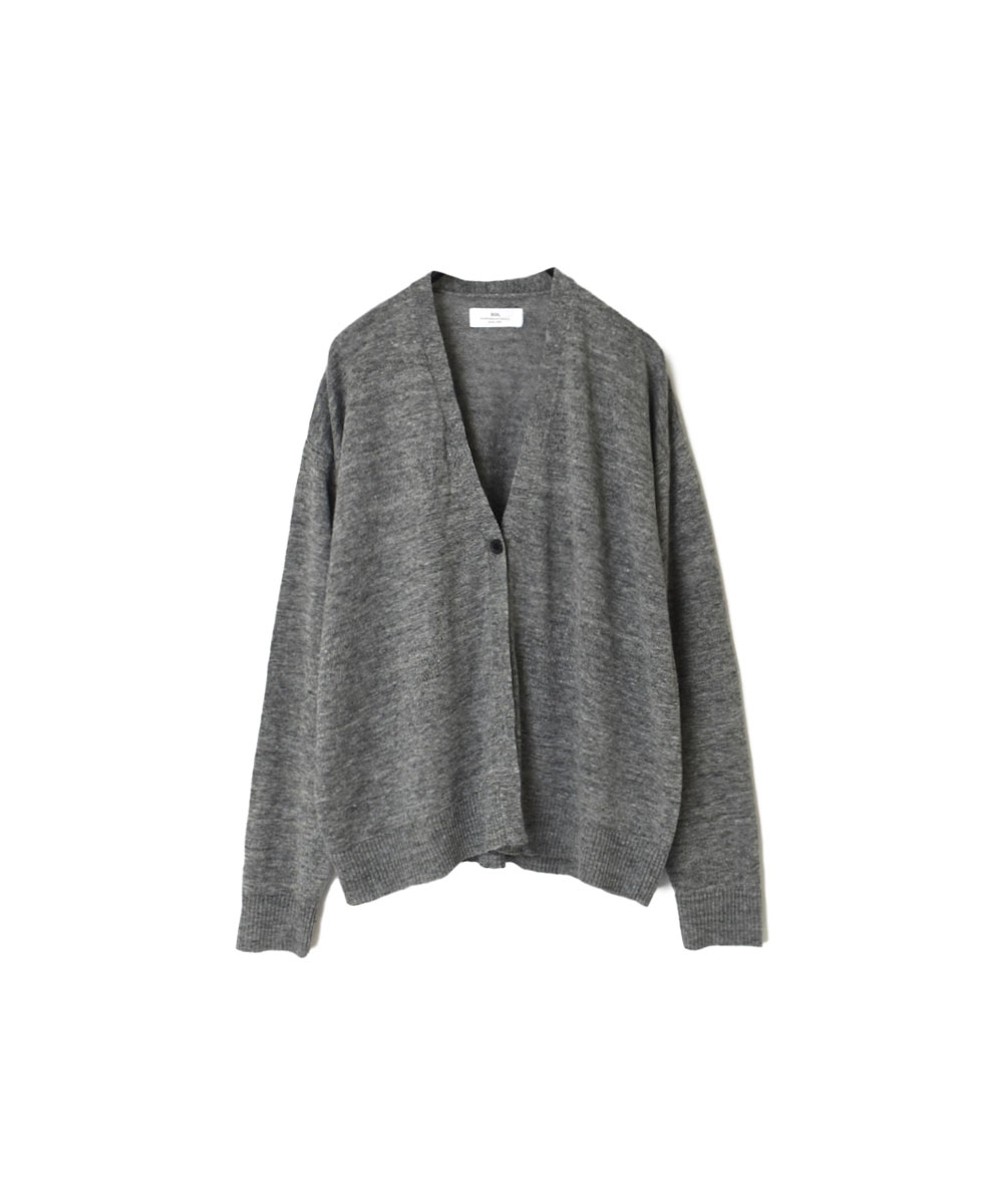 GNSL23302 (カーディガン) 12G LINEN PLAIN V-NECK 1 BUTTON CARDIGAN