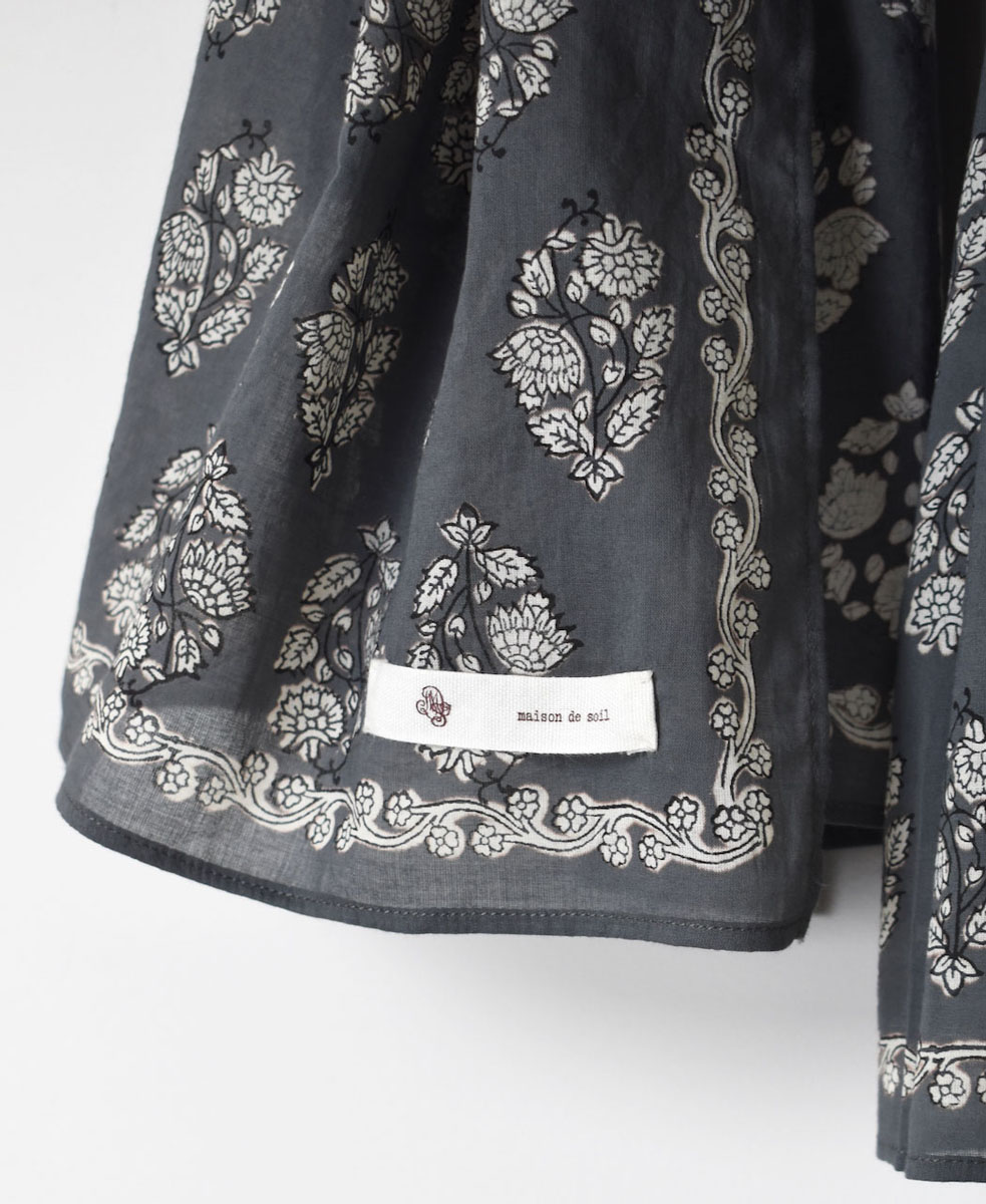 INMDS23056 (ストール) 80'S VOILE LARGE FLOWER BLOCK PRINT STOLE