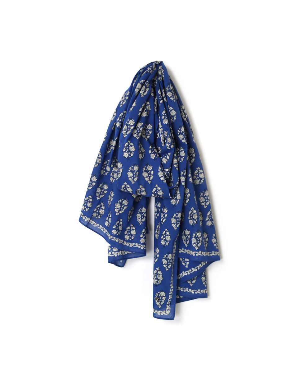 INMDS23056 (ストール) 80'S VOILE LARGE FLOWER BLOCK PRINT STOLE
