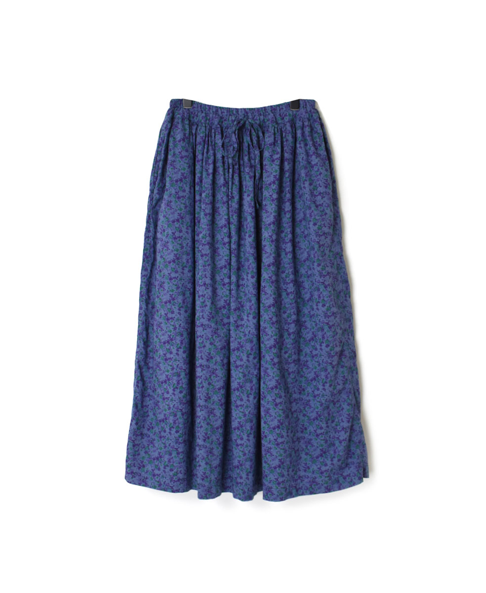 INAM2201FD (スカート) COTTON SMALL FLOWER PRINT EASY GATHERED SKIRT WITH LINING