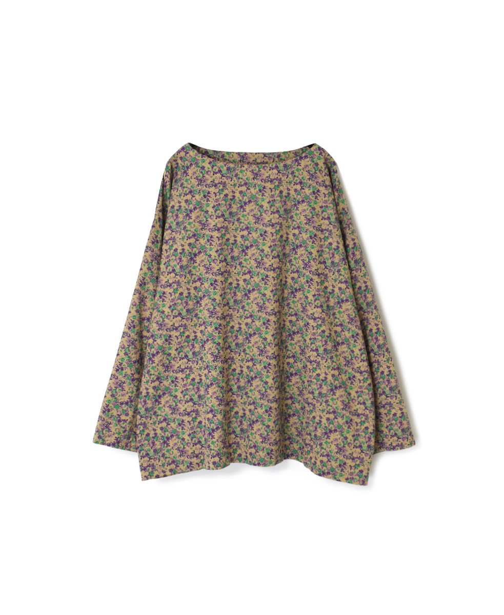 INAM1861FD (ブラウス) COTTON SMALL FLOWER PRINT BOAT NECK SMOCK