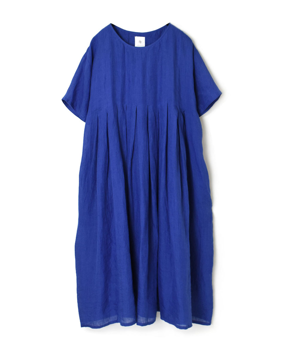 NMDS23104 (ワンピース) 80’S POWER LOOM LINEN PLAIN INVERTED PLEAT S/SL PULLOVER DRESS