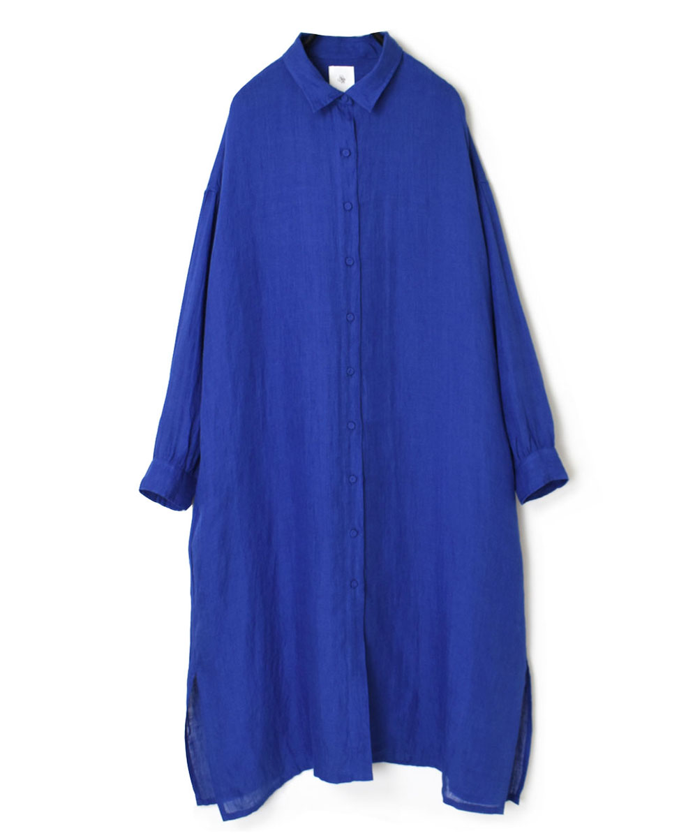 NMDS23102 (ロングシャツ) 80’S POWER LOOM LINEN PLAIN REGULAR COLLAR MAXI SHIRT