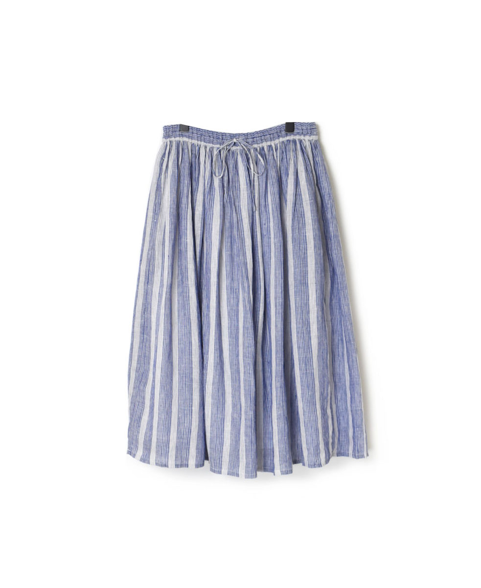 NMDS23115 (スカート) 80’S POWER LOOM LINEN RANDOM STRIPE GATHERED SKIRT WITH LINING