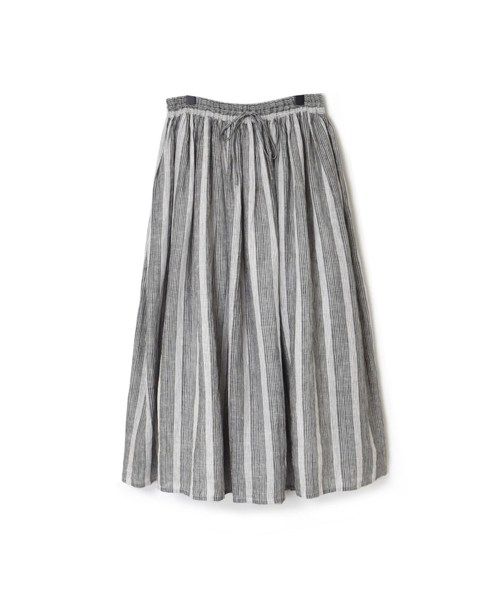 NMDS23115 (スカート) 80’S POWER LOOM LINEN RANDOM STRIPE GATHERED SKIRT WITH LINING