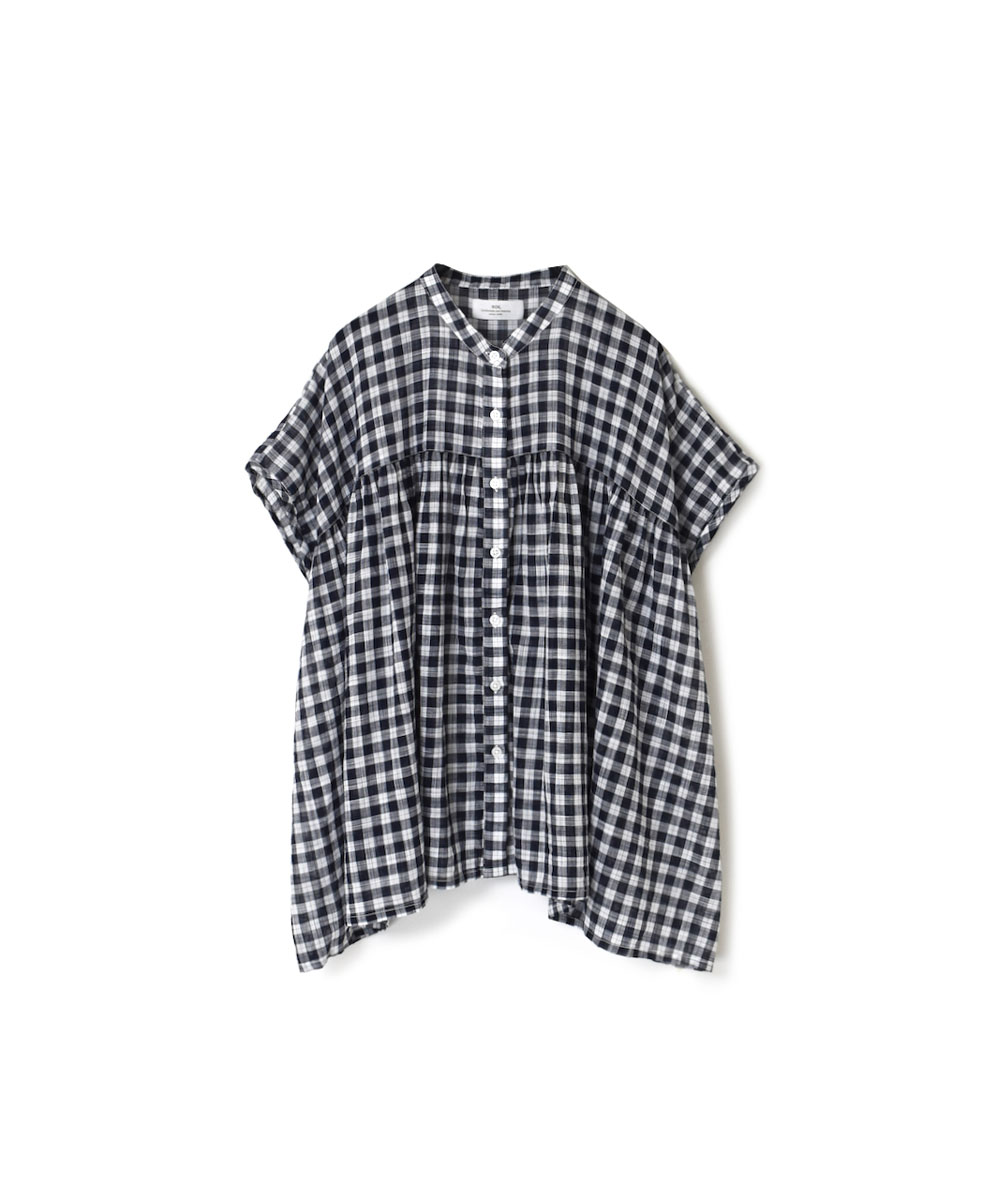 NSL23031 (シャツ) FANCY GINGHAM CHECK BANDED COLLAR FRENCH/SL SHIRT