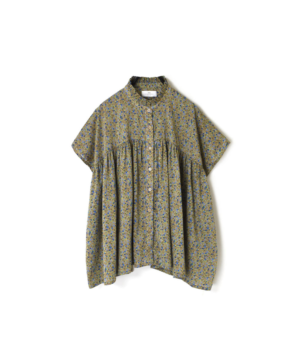 NSL23042 (シャツ) COTTON VOILE SMALL FLOWER PRINT FRILL COLLAR FRENCH/SL SHIRT