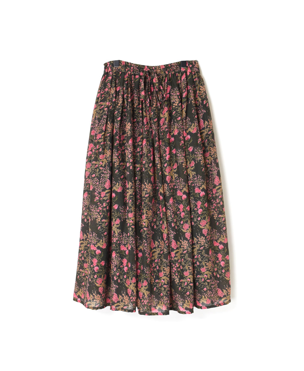 NSL23075 (スカート) COTTON FLOWER PRINT GATHERED SKIRT