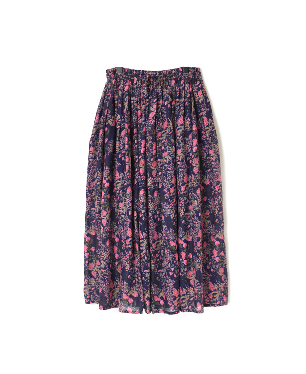 NSL23075 (スカート) COTTON FLOWER PRINT GATHERED SKIRT