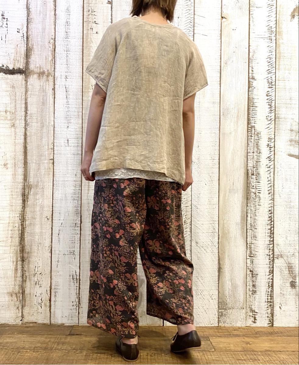 NSL23076 (パンツ) COTTON FLOWER PRINT WIDE EASY PANTS│