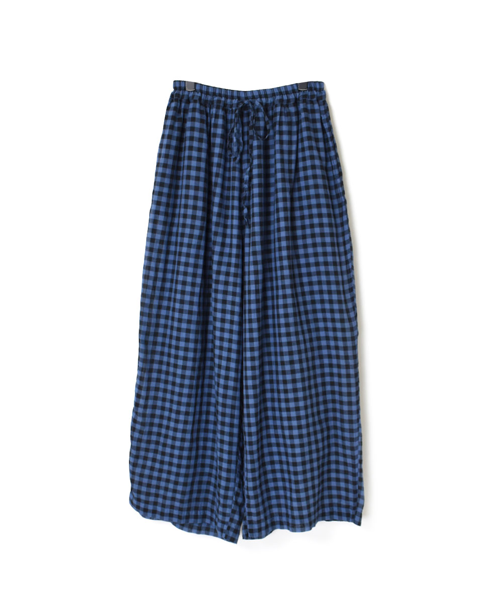 INAM2251CD (パンツ) COTTON VOILE GINGHAM CHECK GATHERED EASY PANTS