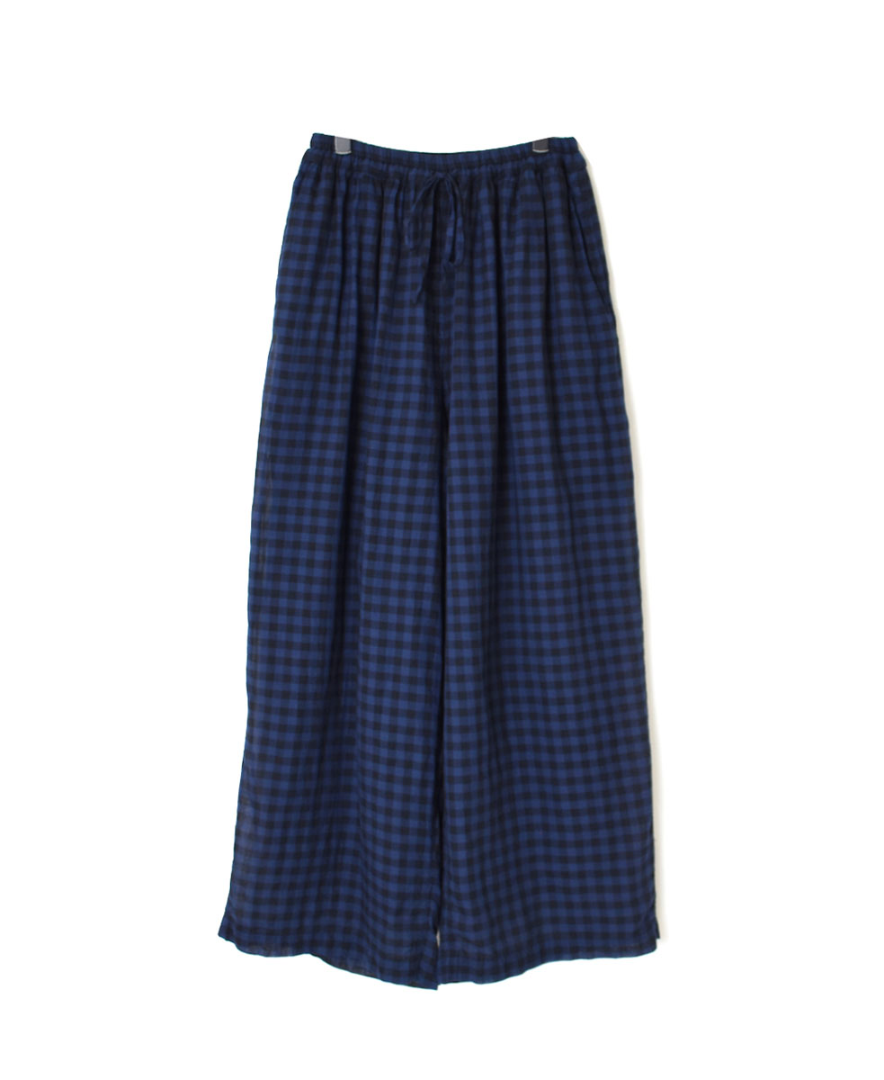 INAM2251CD (パンツ) COTTON VOILE GINGHAM CHECK GATHERED EASY PANTS