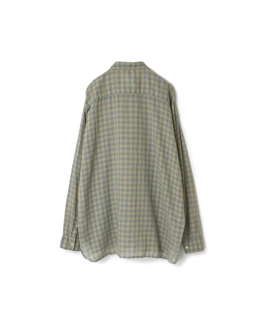 INAM1901CD (シャツ) COTTON VOILE GINGHAM CHECK UTILITY REGULAR COLLAR SHIRT