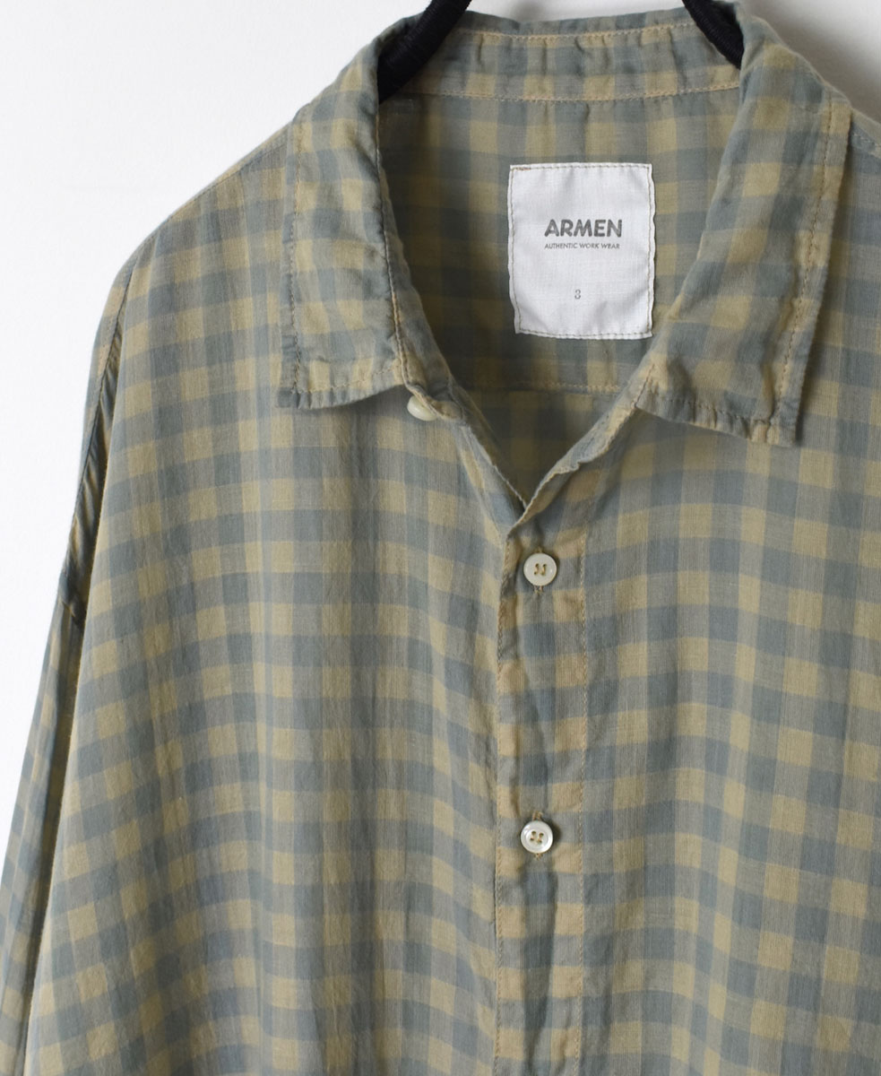 INAM1901CD (シャツ) COTTON VOILE GINGHAM CHECK UTILITY REGULAR COLLAR SHIRT