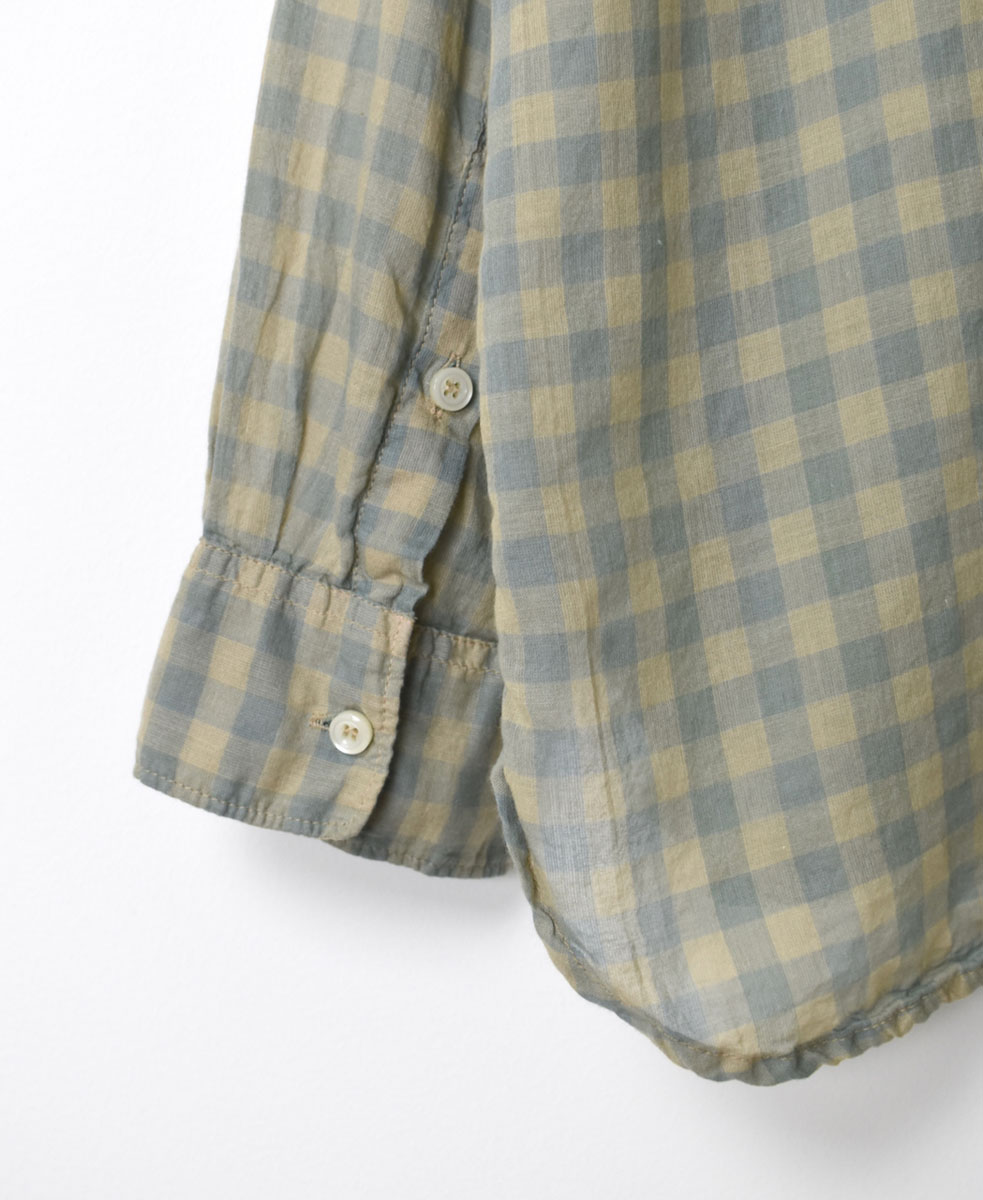 INAM1901CD (シャツ) COTTON VOILE GINGHAM CHECK UTILITY REGULAR COLLAR SHIRT