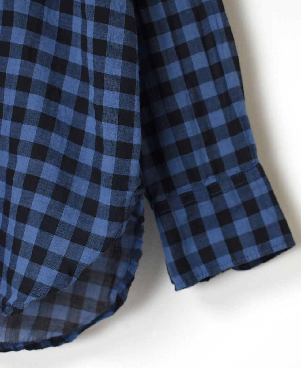 INAM1901CD (シャツ) COTTON VOILE GINGHAM CHECK UTILITY REGULAR COLLAR SHIRT