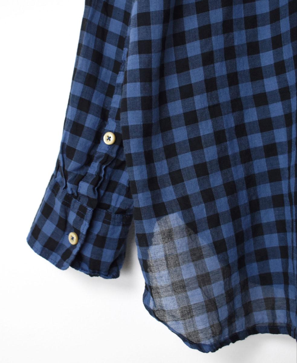 INAM1901CD (シャツ) COTTON VOILE GINGHAM CHECK UTILITY REGULAR COLLAR SHIRT