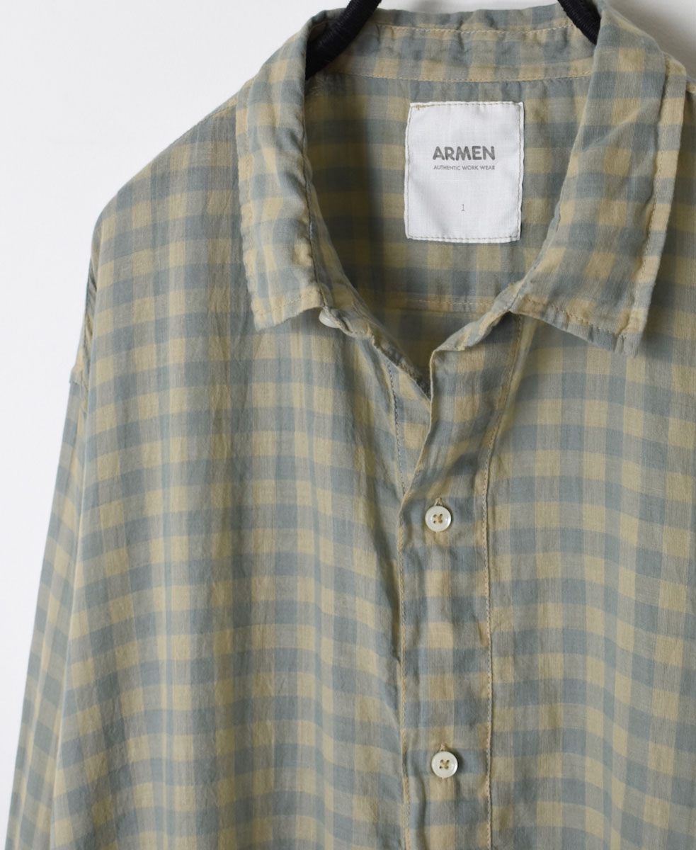 INAM1701CD (シャツ) COTTON VOILE GINGHAM CHECK UTILITY PULLOVER SHIRT