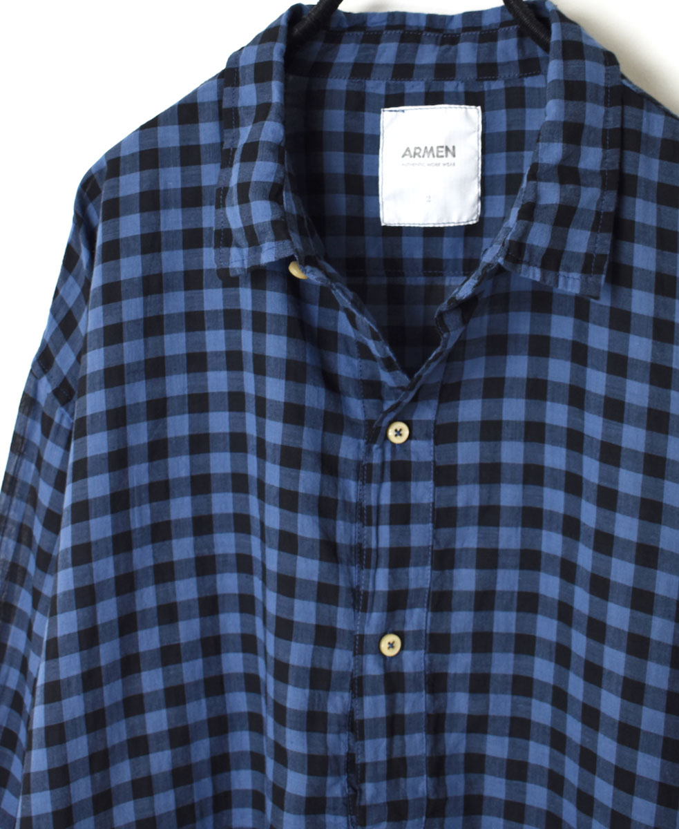 INAM1701CD (シャツ) COTTON VOILE GINGHAM CHECK UTILITY PULLOVER SHIRT