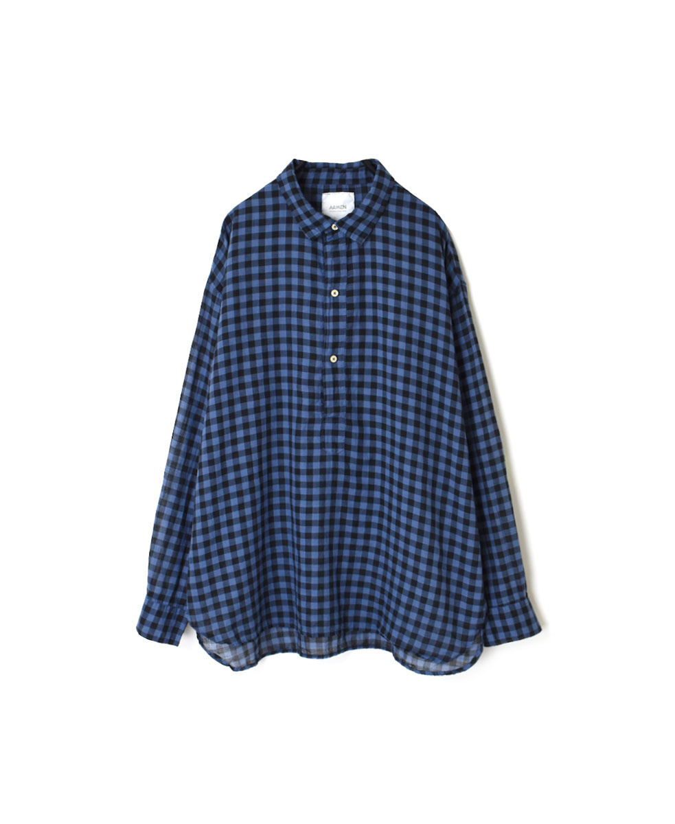 INAM1701CD (シャツ) COTTON VOILE GINGHAM CHECK UTILITY PULLOVER SHIRT