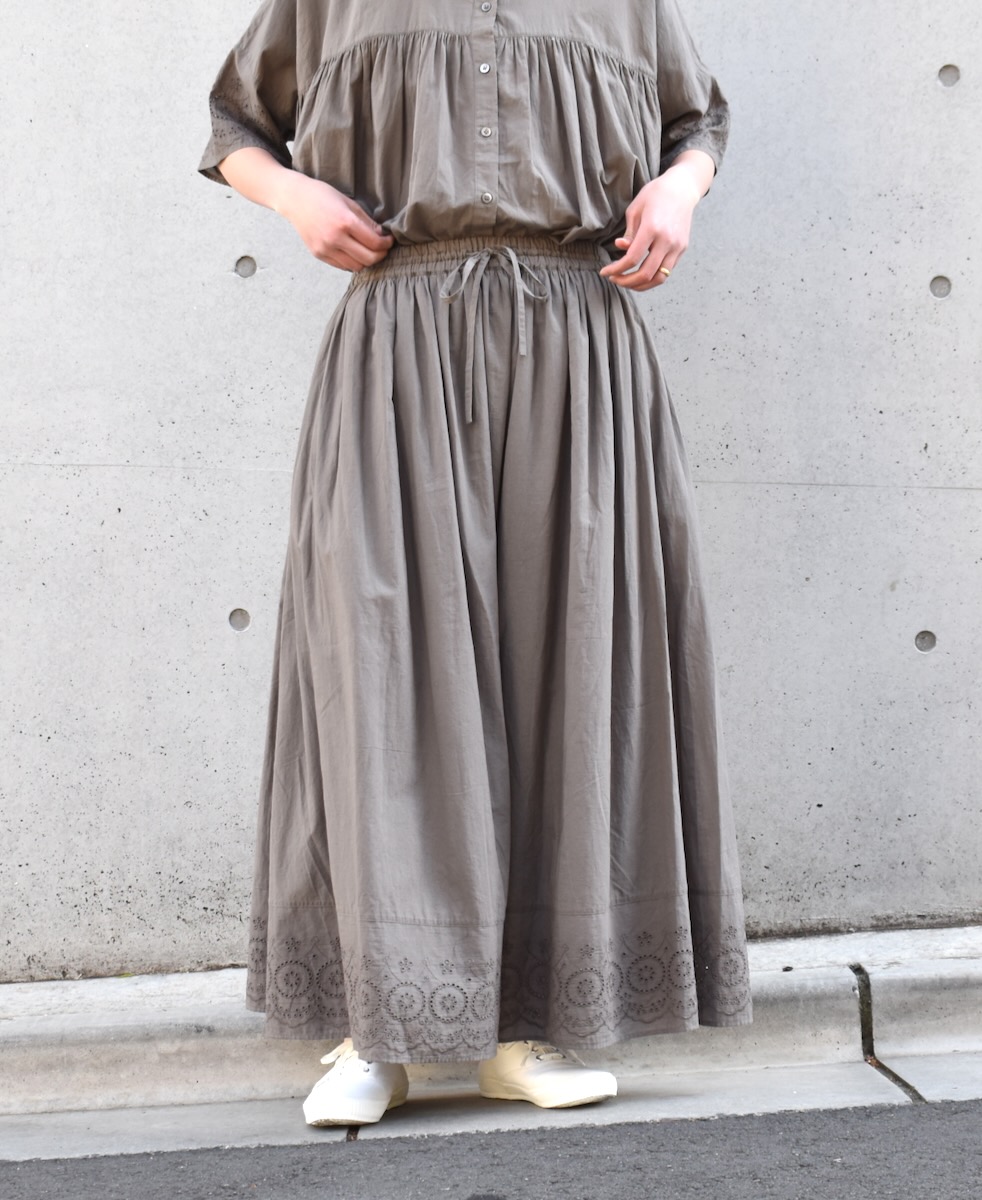 INSL23225 (スカート) 80'S VOILE WITH CUT WORK LACE GATHERED SKIRT│