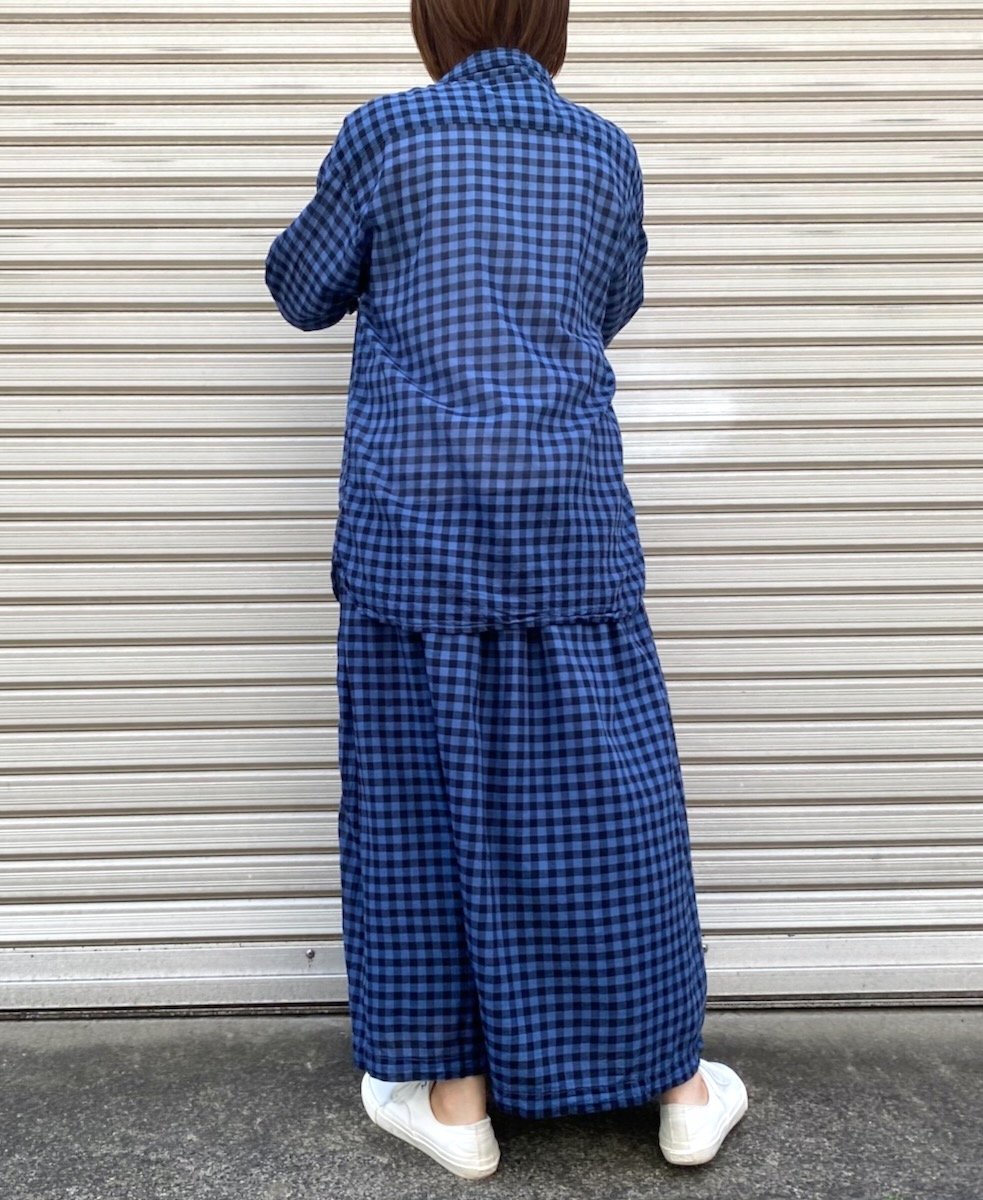 INAM1901CD (シャツ) COTTON VOILE GINGHAM CHECK UTILITY REGULAR COLLAR SHIRT