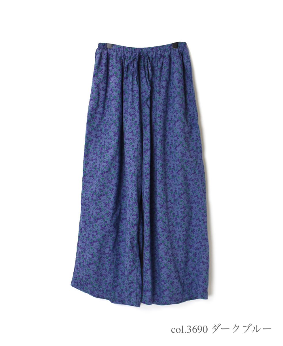 INAM2251FD (パンツ) COTTON SMALL FLOWER PRINT GATHERED EASY PANTS