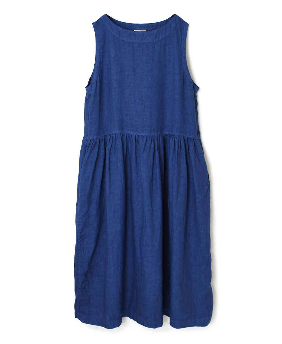 NAM1633LP (ワンピース) LINEN PLAIN BOAT NECK NO/SL ONE-PIECE