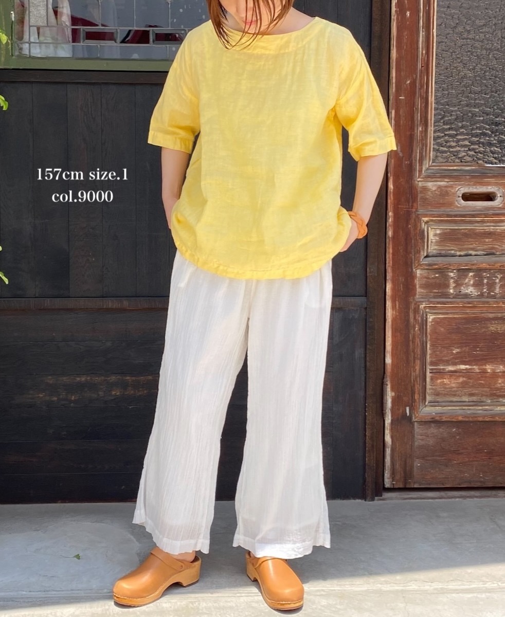 INAM2251GD (パンツ) SINGLE GAUZE OVERDYED GATHERED EASY PANTS