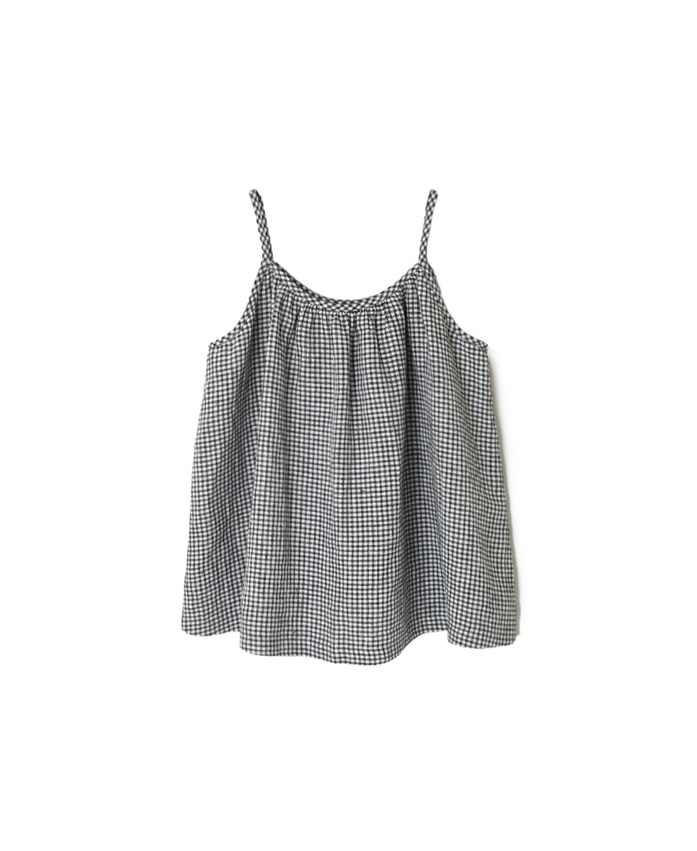 INSL23213 (キャミソール) 60’S POWER LOOM LINEN FANCY GINGHAM CHECK GATHERED CAMISOLE