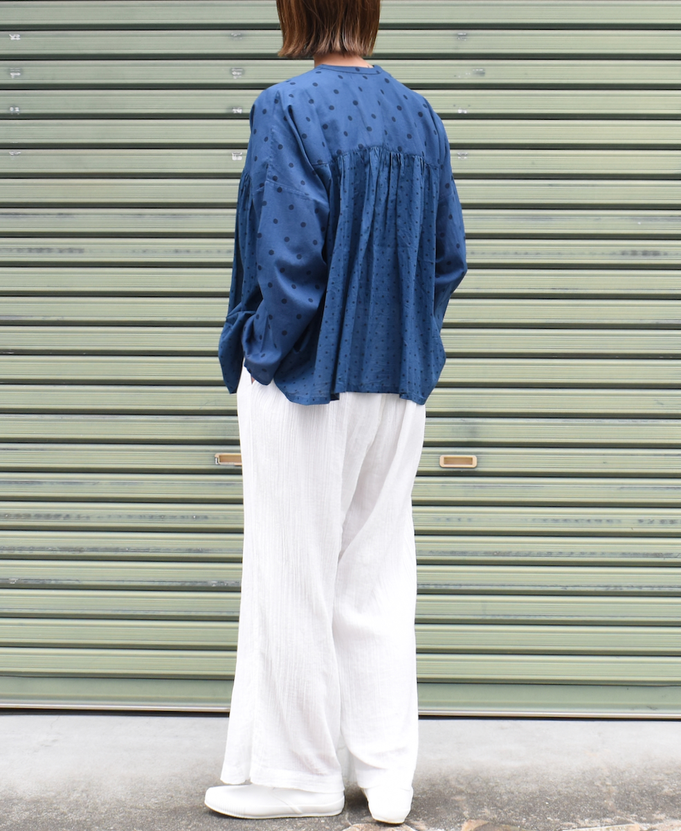 INAM2251GD (パンツ) SINGLE GAUZE OVERDYED GATHERED EASY PANTS