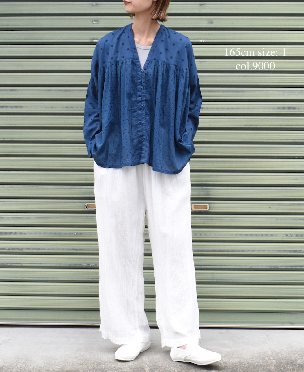 INAM2251GD (パンツ) SINGLE GAUZE OVERDYED GATHERED EASY PANTS