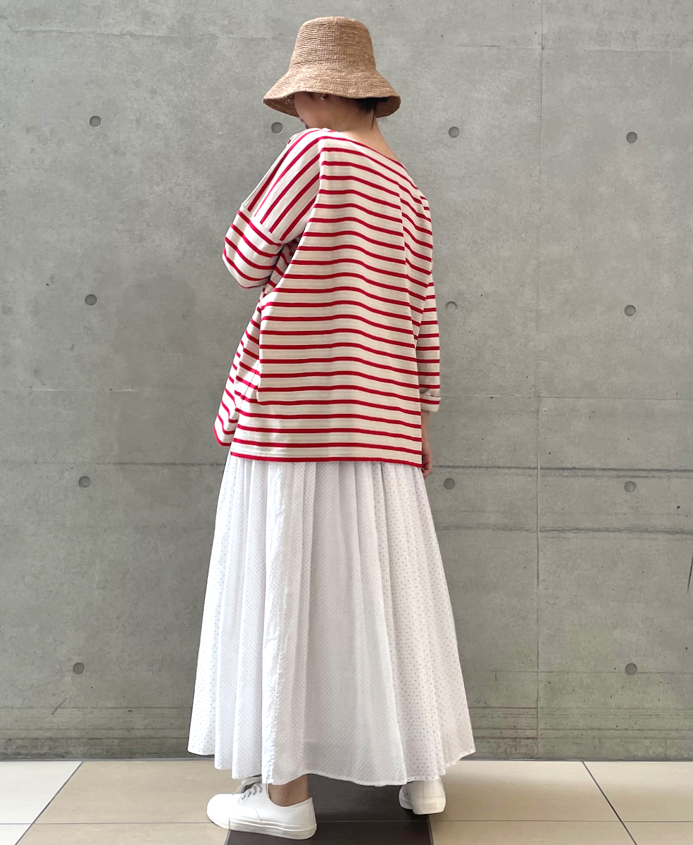 NLA2201 (カットソー) REGULAR STRIPE L/SL BOAT-NECK OVERSIZED BASQUE SHIRT