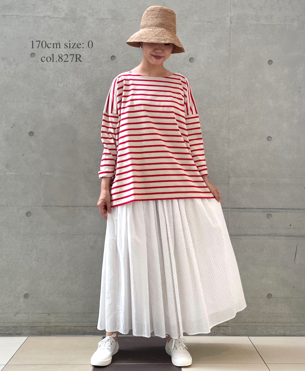 NLA2201 (カットソー) REGULAR STRIPE L/SL BOAT-NECK OVERSIZED BASQUE SHIRT