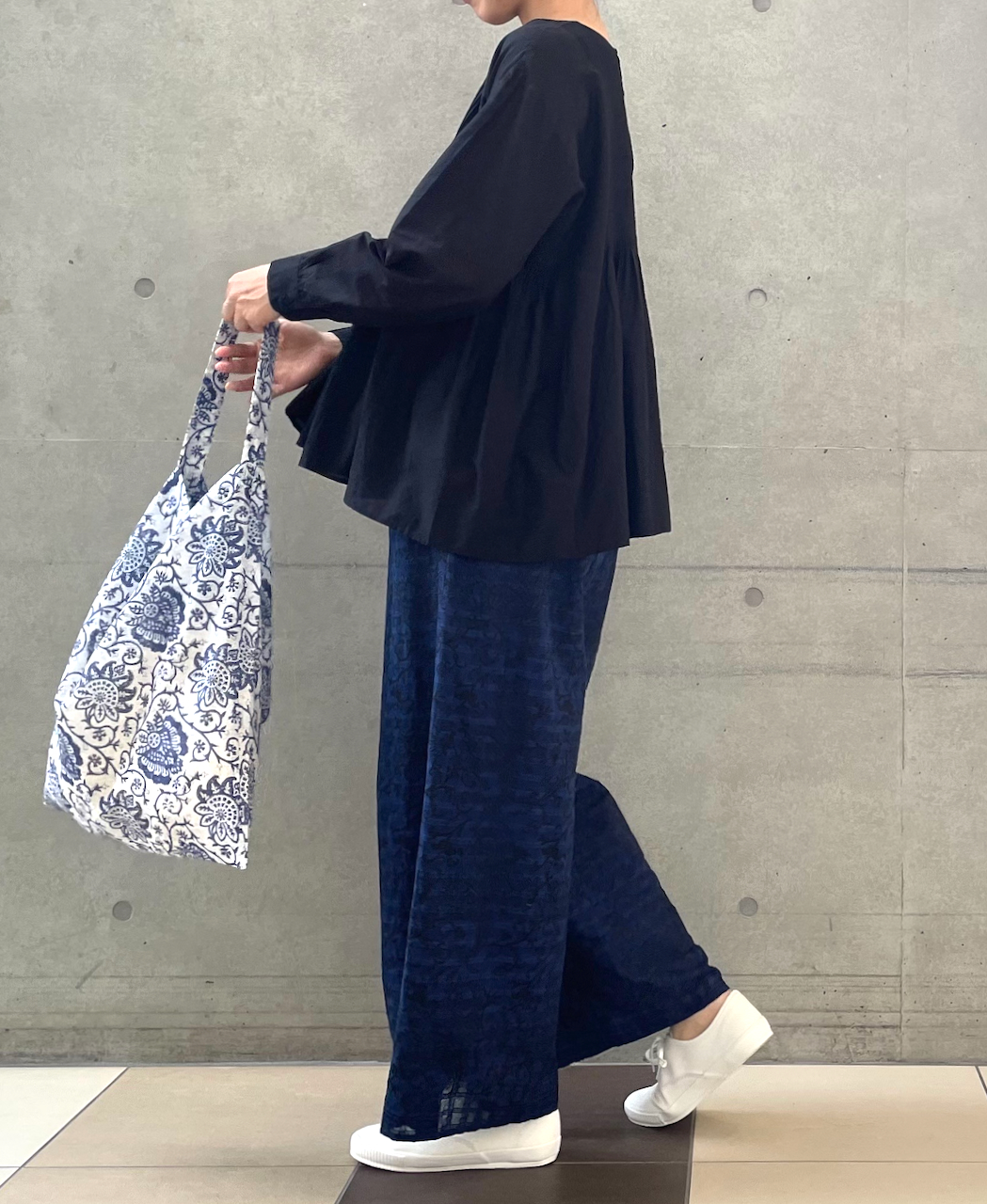 ZMD0319 (バッグ) FLOWER BLOCK PRINT ECO BAG